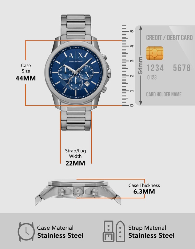 Armani Exchange - Silver Tone Chronograph Watch Set