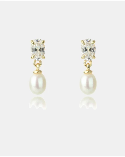 Georgini - GEORGINI OCEAN WHITSUNDAYS FRESHWATER PEARL EARRINGS GOLD