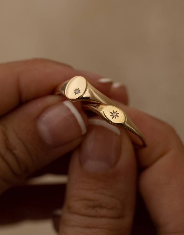 Luna Rae - Solid Gold - Rhia Diamond Signet Ring