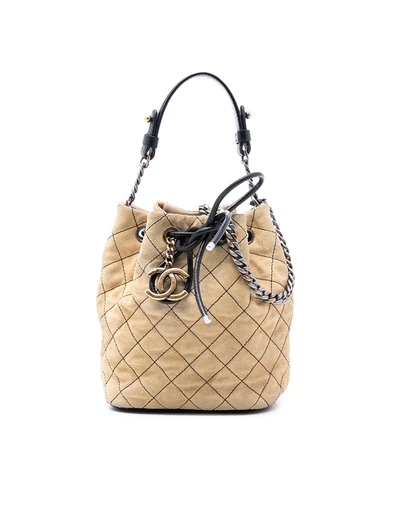 Chanel - Pre-Loved CC Suede Wild Stitch Bucket Bag