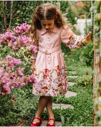 Fleur Harris - 'Toadstool Border' Serene Shirt Dress in Peach