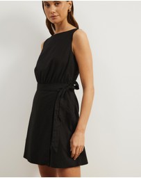 Atmos&Here - Diana Linen Blend Wrap Mini Dress