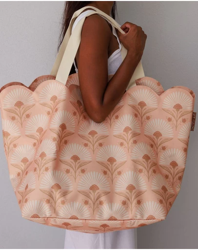 Sky Gazer - Scalloped Edge Beach Bag- Rosebud Pink