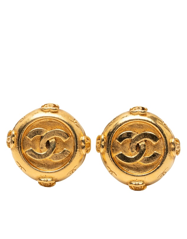 Pre-Loved by Azura Reborn - Pre-Loved Gold Plated CC Round Clip On Earrings