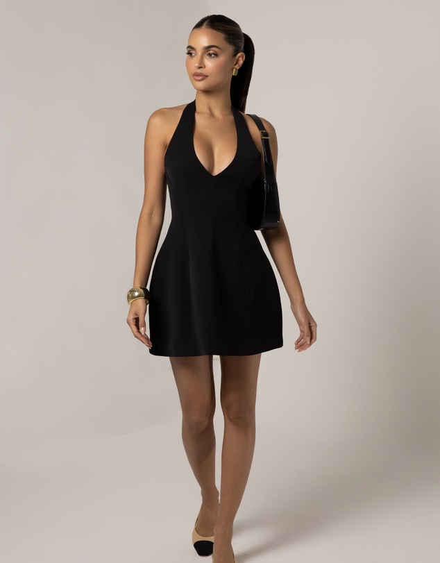 Heiress Beverly Hills - A-Line Plunging Neckline Flare Mini Dress