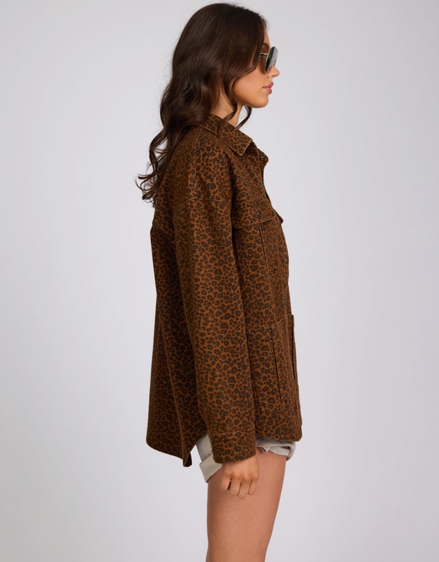 ONE TEASPOON - Longline Denim Jacket - Cheetah Print