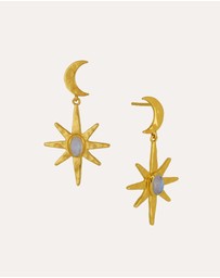 Ottoman Hands - Moonstone Star Drop Earrings