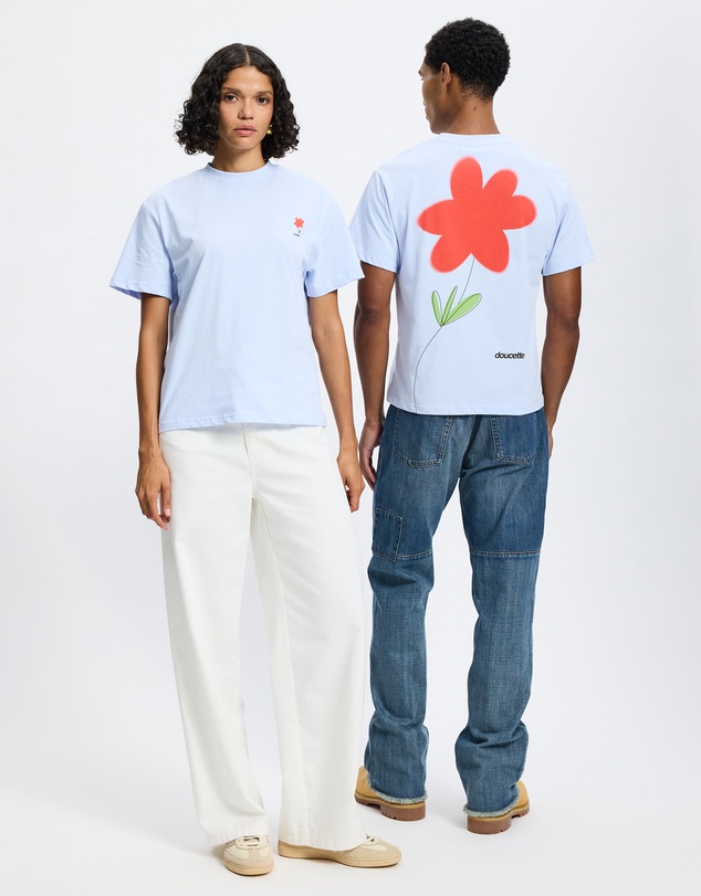 Doucette - Red Flower Trim Tee