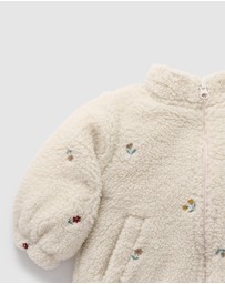 Purebaby - Fluffy Embroidered Jacket -Kids-Babies