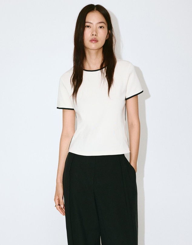 M.N.G - Cotton T-Shirt with Contrasting Trim