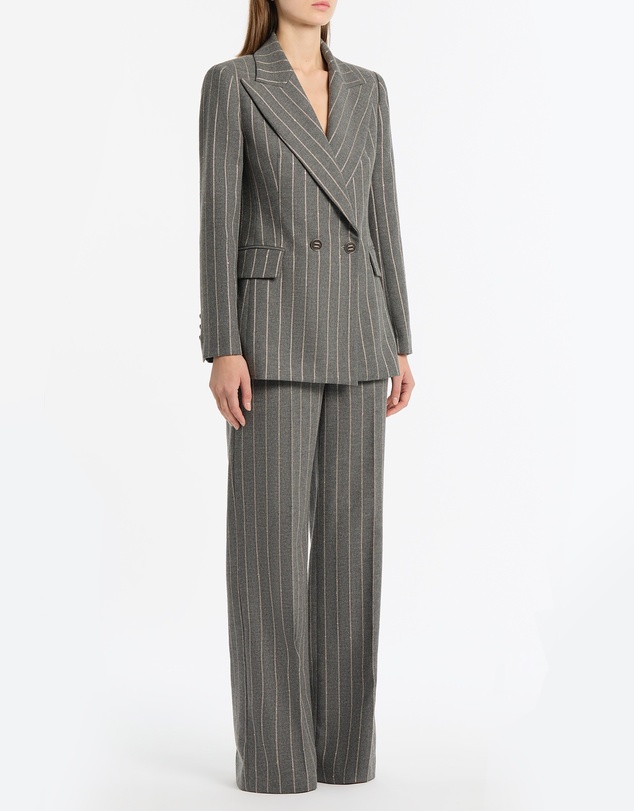 Carla Zampatti - Slate Italian Wool Pinstripe Double Breasted Blazer