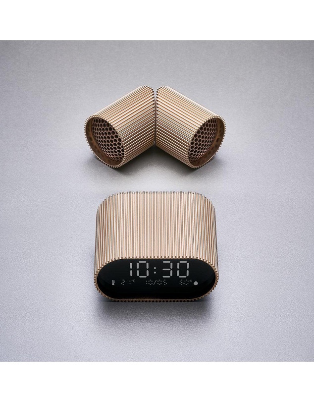 Lexon - Lexon Ray Clock Lcd Alarm Clock With Temperature / Humidity Display - Gold