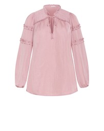 City Chic - Plus size Drama Queen Long Sleeve Shirt - dusty pink