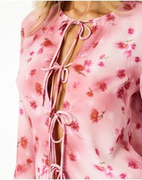 Dazie - Cherry Blossom Tie Front Top