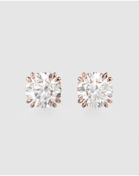 Swarovski - Stilla stud earrings, Round cut, White, Rose gold-tone plated