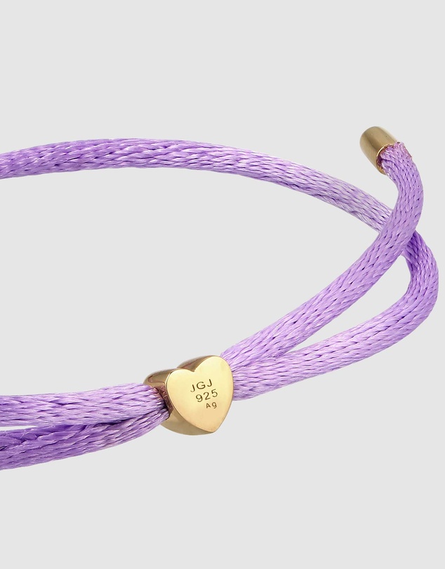 Elli Jewelry - Heart Charm Purple Satin Bracelet