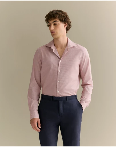 Trenery - Tailored Fit Cotton Career Shirt in Rhubarb