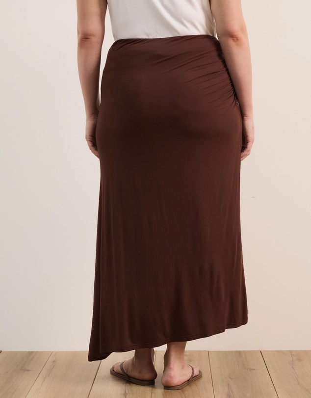 Atmos&Here Curvy - Tara Jersey Maxi Skirt with Gathers