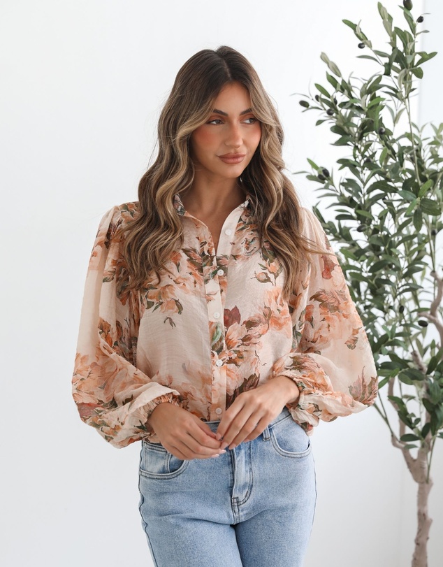 Esther & Co - Veiga Blouse - Cream Floral