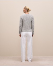 Trenery - Brushed Alpaca Pullover in Light Grey Melange