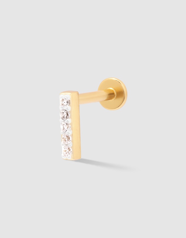 Wanderlust + Co - Alphabet Pave Gold Flat Back Earring - Letter I