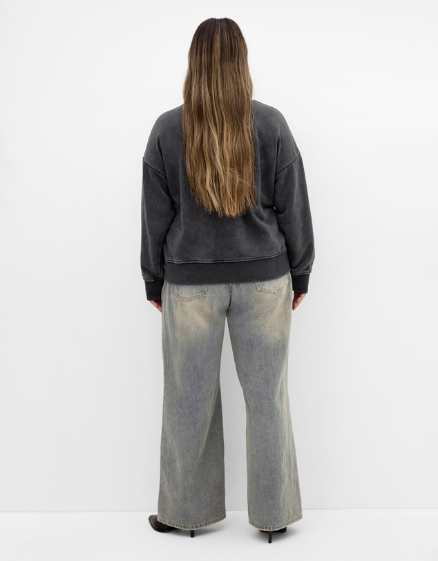 City Chic - Plus size Bliss Half Zip Sweatshirt - charcoal
