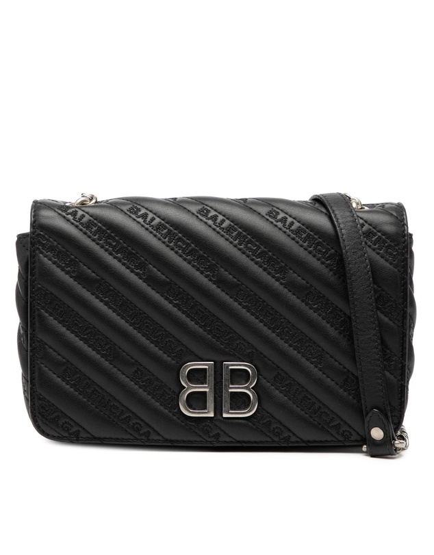 Pre-Loved by Azura Reborn - Pre-Loved Embossed Leather Allover Logo BB Wallet on Chain