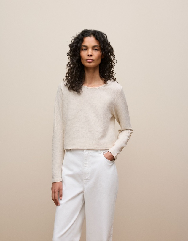 Trenery - Ottoman Marle Long Sleeve T-shirt in Oatmeal