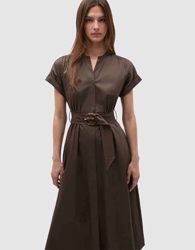 Seed Heritage - Cotton Blend Belted Shirt Dress