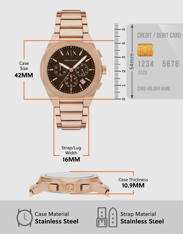 Armani Exchange - Rose Gold Analogue-Chronograph Watch