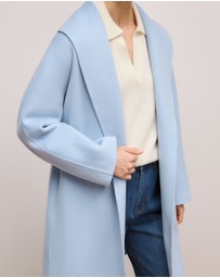 Trenery - Double Faced Wool Wrap Coat in Mist Blue