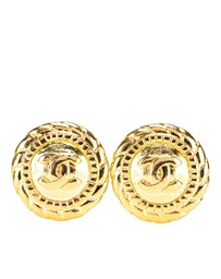 Pre-Loved by Azura Reborn - Pre-Loved Gold Plated CC Button Clip on Earrings