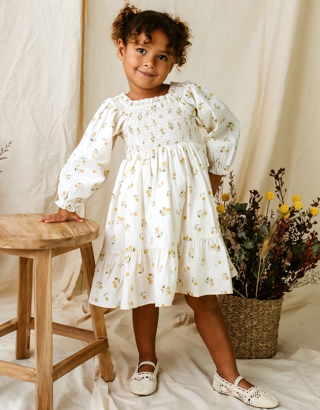Designer Kidz - Golden Cherry Tiered Dress