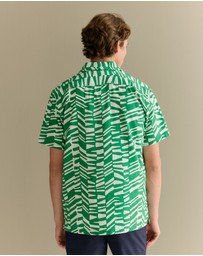 Trenery - Regular Fit Abstract Geo Short Sleeve Shirt in Billiard Green