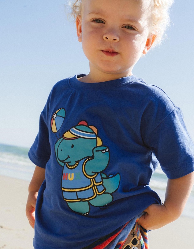 Huxbaby - Beach Volleyball Dino Drop Shoulder Tee - ICONIC EXCLUSIVE - Babies-Kids