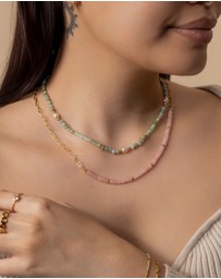 Wanderlust + Co - Rose Quartz Blush Gold Necklace