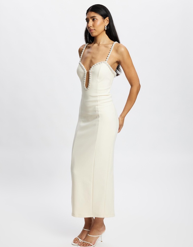 Romance by Honey and Beau - Gisella Pearl Detail Midi Dress