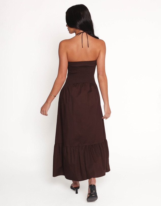Petal & Pup - Soleila Halter Maxi Dress - Chocolate