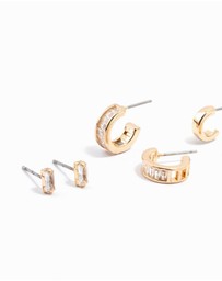 Lovisa - Gold Cubic Zirconia Grad Hoop Earrings 3-Pack