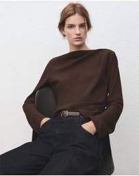 M.N.G - Draped Boat-Neck Blouse