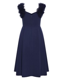 City Chic - Plus size Roselyn Ruffle Tulle Midi Dress - navy