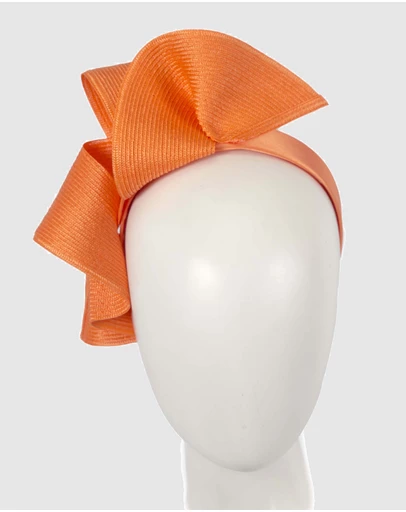 Max Alexander - Large Wavy Orange Racing Fascinator