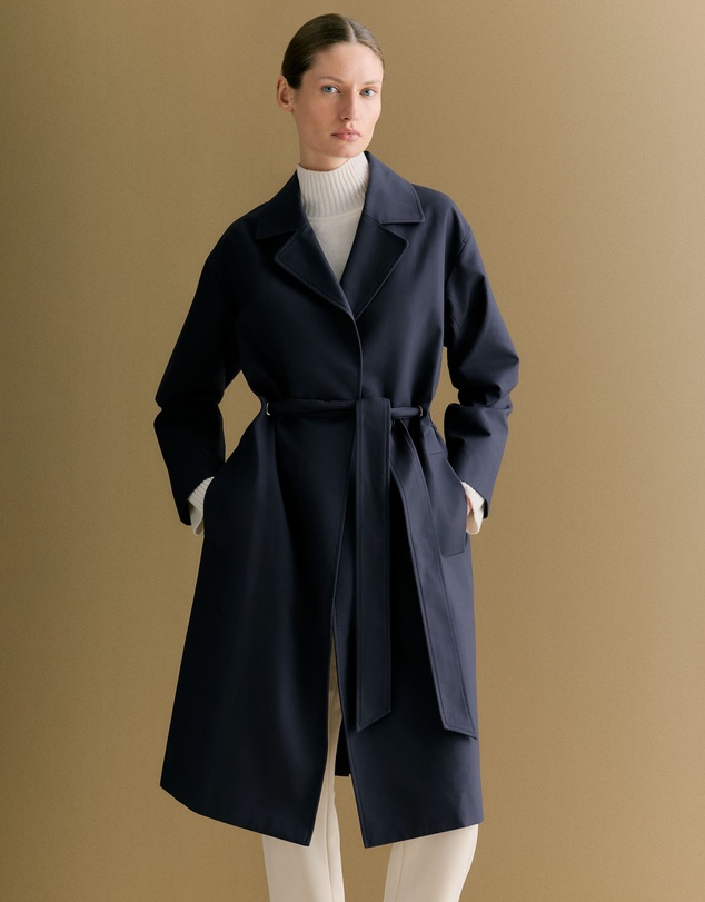 Trenery - Double Cloth Eyelet Detail Trench in Navy
