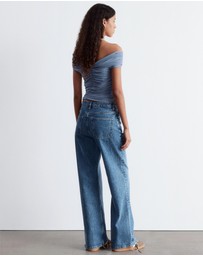 & Other Stories - Ruched V-Neck Mesh Top