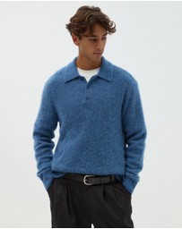 AERE - Brushed Alpaca Blend Knit Polo