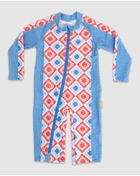 Tyoub - Tyoub Baby Sun-Safe Zip-Up Swimsuit Retro Granny Square