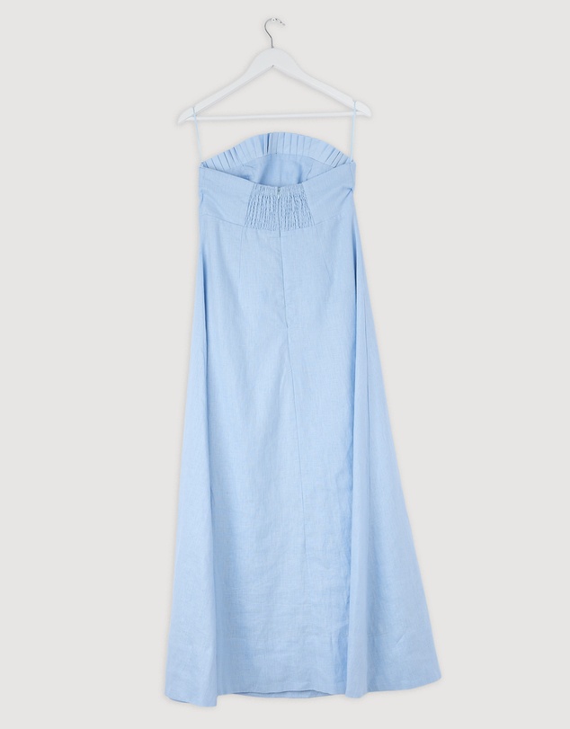 Revibe - Repaired AERE Cova Pleat Trim Linen Midi Dress - AU 10
