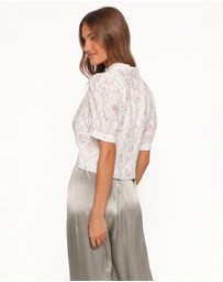 Petal & Pup - Steele Button Front Top - White Vintage Floral