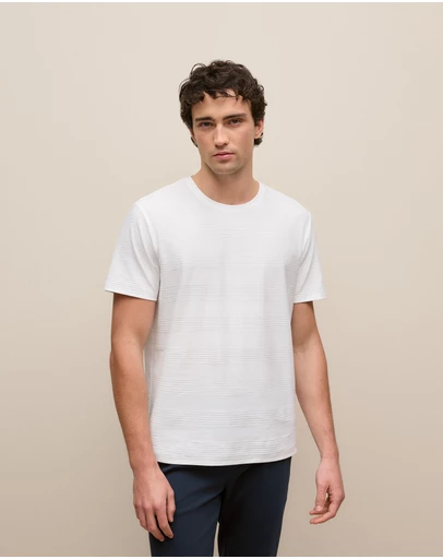 Trenery - Cotton Jacquard Stripe T-shirt in White