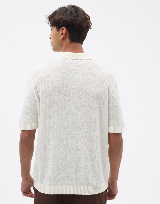 AERE - Resort Linen Blend Textured Polo